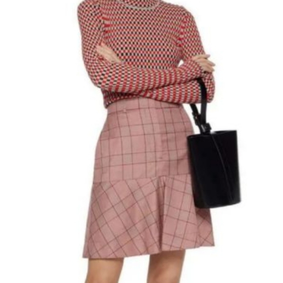Calvin Klein Dresses & Skirts - CALVIN KLEIN 205W39NYC Fluted Prince of Wales Red Plaid Mini Skirt It 44